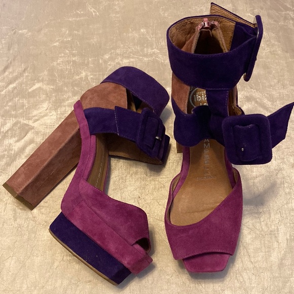 JEFFREY CAMPBELL Dressen Combo Suede Colorblock Platform Sandals